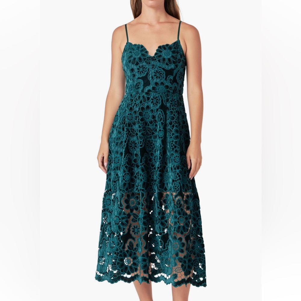 ENDLESS ROSE Velvet Eyelet Midi Dress NWT